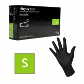 Mercator Medical Nitrylex Black Gloves Перчатки нитриловые черные S (6-7), 100 шт